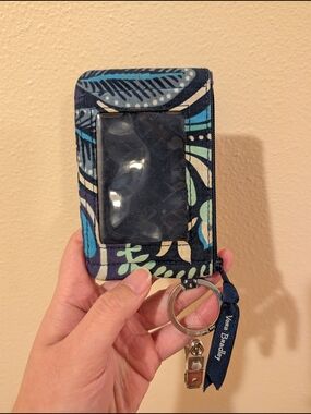 Vera Bradley Navy Floral ID Case with Key Ring